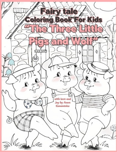 BEST FAIRY TALE Coloring Book For Boys & Girls, Little Kids, Preschool and Kindergarten. А FAIRY TALE "The Three Little Pigs and Wolf"