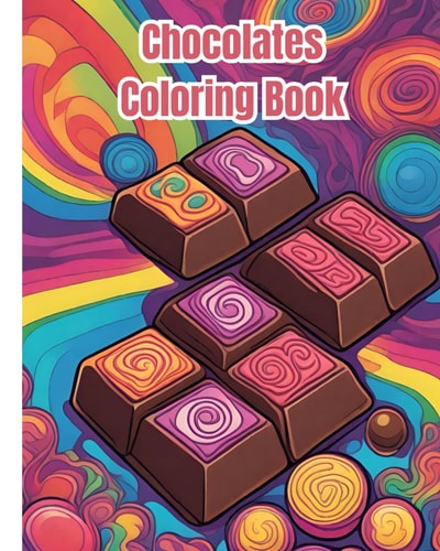 Chocolates Coloring Book Sweet Treats, Chocolate Themed, Yummy Illustrations Of Chocolate, Cute Kawaii Designs and Coloring for Kids and Adults