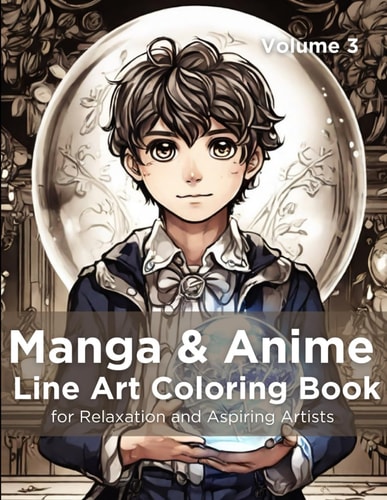 Manga & Anime Line Art Coloring Book, Volume 3 Adult Coloring Book for Relaxation and Aspiring Artists