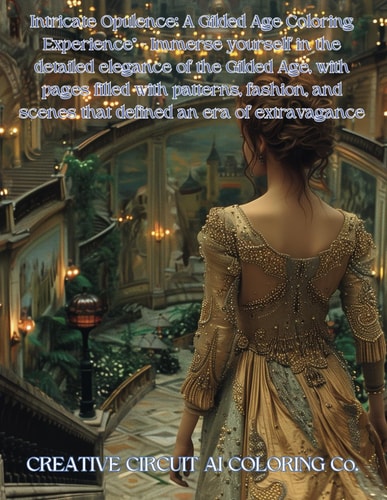 Intricate Opulence A Gilded Age Coloring Experience" - Immerse Yourself in the Detailed Elegance of the Gilded Age, with Pages Filled with Patterns, Fashion, and Scenes that Defined an Era of Extravagance