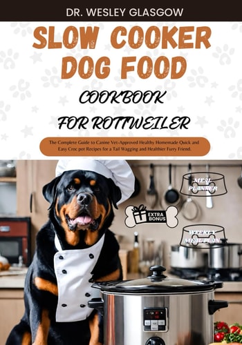 Slow Cooker Dog Food Cookbook for Rottweiler The Complete Guide to Canine Vet-Approved Healthy Homemade Quick and Easy Croc Pot Recipes for a Tail Wagging and Healthier Furry Friend.