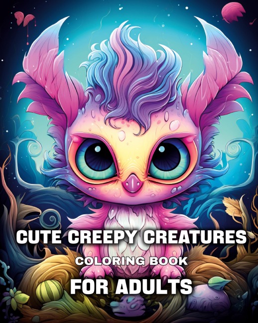 Cute Creepy Creatures Coloring Book For Adults: Mindfulness Colouring Pages, with Fantasy Creatures for Anxiety Relief