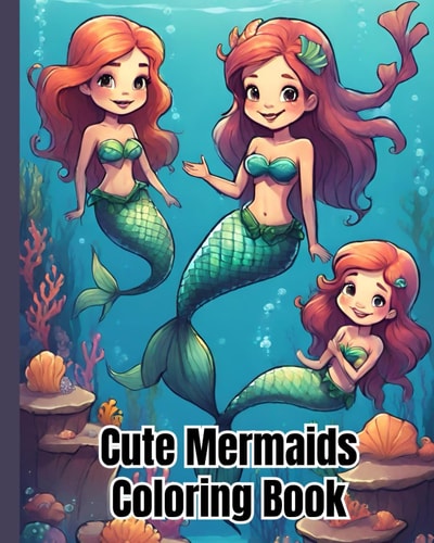 Cute Mermaids Coloring Book Enchanting Mermaids in Diverse Dreamscapes, Adorable Mermaid Coloring Pages For Kids, Girls, Boys, Teens