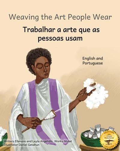 Weaving The Art People Wear Painting With Thread in Portuguese and English