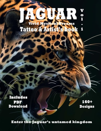 Jaguar Vivid Mystical Dreams -Tattoo & Artist's Book Vol.1 Hyper-realistic Surreal Designs of Jaguars for Tattoo and Art