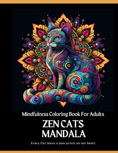 Mindfulness Coloring Book For Adults Zen Cats Mandala