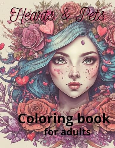Hearts & Pets. Coloring Book for Adults
