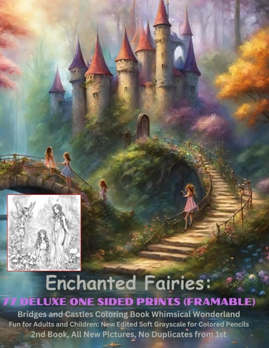 Enchanted Fairies 77 Deluxe One Sided Prints (Framable) Bridges and Castles Coloring Book Whimsical Wonderland Fun for Adults and Children