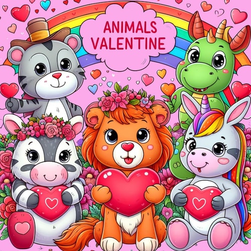 Animals Valentine A Valentine's Day Coloring Book for Toddlers Between Cute Animals