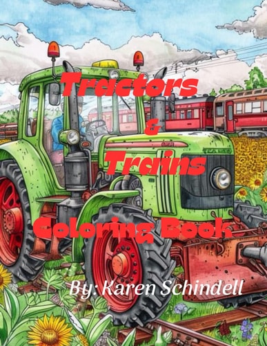 Tractors & Trains Coloring Book