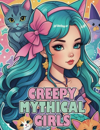 Creepy Mythical Girls Coloring Book Goth Kawaii Spooky Beautiful Anime Girls Coloring for Adult and Kids