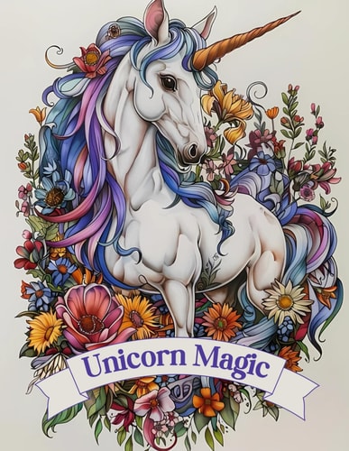Unicorn Magic 40 Beautiful Unicorn Coloring Designs for Adults, Relaxation and Stress Relief Coloring Book, 8.5x11 Inches