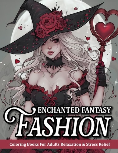 Enchanted Fantasy Fashion Coloring Book For Adult Relaxation And Mindfulness - Beautiful Dress Designs Of Fairy, Witch, Goddess, And More!