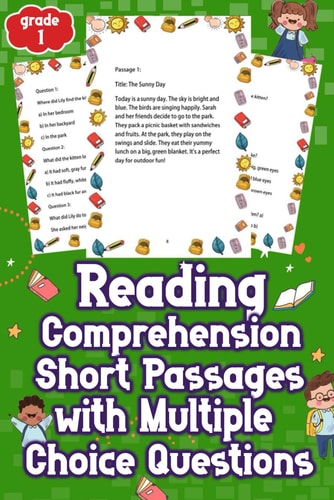 Reading Comprehension Short Passages with Multiple Choice Questions Grades 1 Unleash Your Child's Potential! Engaging Reading Comprehension Passages for Grades 1! Exciting Multiple Choice Questions Included! Boost Learning Today!