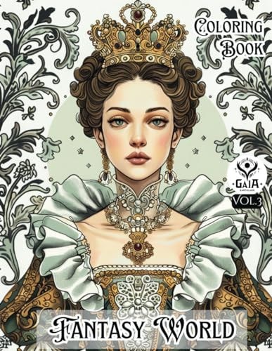 Fantasy World Coloring Book Throne Story of GAIA Earthland. Art Activity Book that Perfect for Adults and Teens who Love Fantasy! It Features 40 High-quality Illustrations of Fantasy World for Stress Relief and Relaxation.