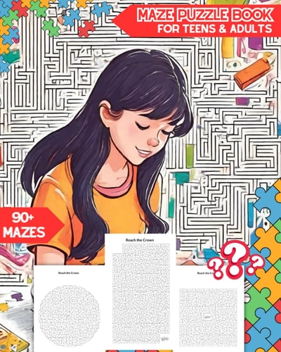 Maze Puzzle Book for Teens and Adults A Maze Puzzle Adventure 90+ Mazes