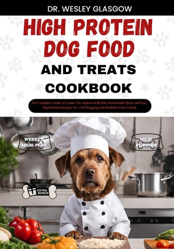 High-Protein Dog Food and Treats Cookbook The Complete Guide to Canine Vet-Approved Healthy Homemade Quick and Easy High Protein Recipes for a Tail Wagging and Healthier Furry Friend.
