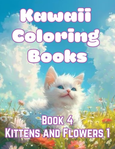 Kawaii Coloring Books Book 4 Kittens and Flowers 1, Over 50 Pages of Kawaii Kitten and Flowers Cuteness