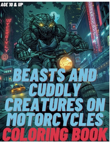Beasts and Cuddly Creatures on Motorcycles Coloring Book