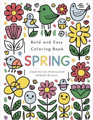 Bold And Easy Coloring Book Spring Spring Awakens! with 50 Charming Coloring Pages. With Bold and Simple Designs, Fun for All Ages, Relax, Connect and Celebrate the Vibrant Beauty of the Season Together.