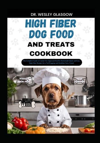 High Fiber Dog Food and Treats Cookbook The Complete Guide to Canine Vet-Approved Healthy Homemade Quick and Easy High Fiber Recipes for a Tail Wagging and Healthier Furry Friend.