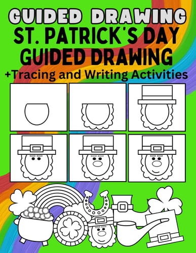 St. Patrick's Day Guided Drawing With Tracing and Writing Activities How To Draw Step By Step Drawing Practice with Writing and Tracing Activities