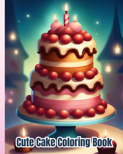 Cute Cake Coloring Book Kawaii Desserts to Color, Cute Yummy Sweets, Cute Cupcakes, Cakes Coloring Book For Kids, Girls, Boys, Women and Teens