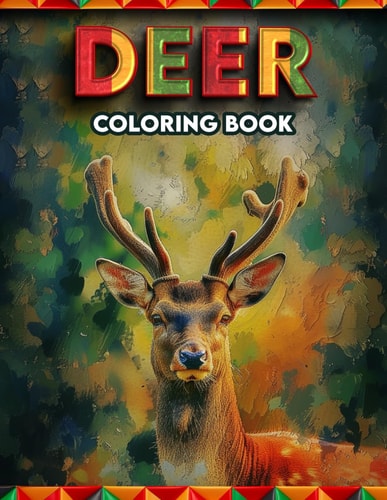 Deer Coloring Book Beautiful & Relaxing Deer's with Animal Themes, Clear and Diverse Images, Many Different Genres.colouring For All Ages