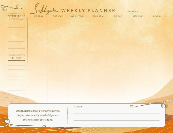 Sadhguru Weekly Planner Notepad