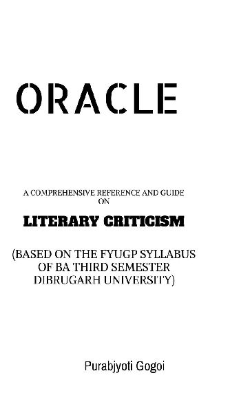 Oracle: A Comprehensive Reference and Guide on Literary Criticism