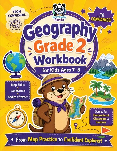 Geography Grade 2 Workbook for Kids Ages 7-8: 100+ Fun Activities on Maps & Globes, Continents & Oceans, Landforms, Bodies of Water, Directions, Symbols, & Community | Color, Trace, Label, Match & Doodle Worksheets for Homeschool, Class & Summer Practice
