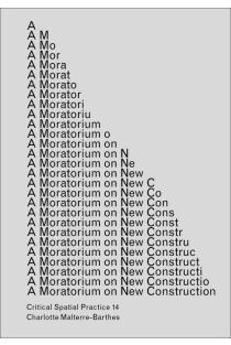 A Moratorium on New Construction